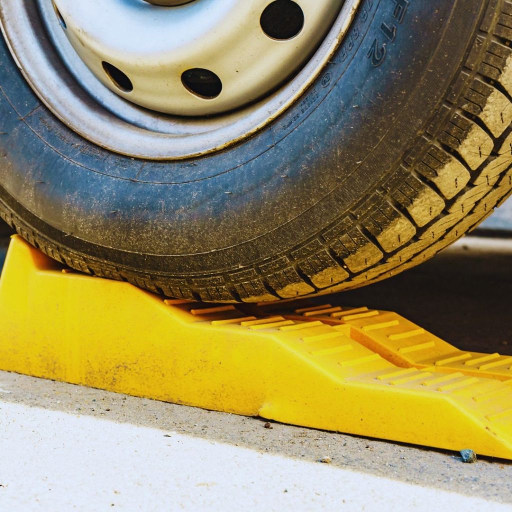 rv leveling block under a wheel